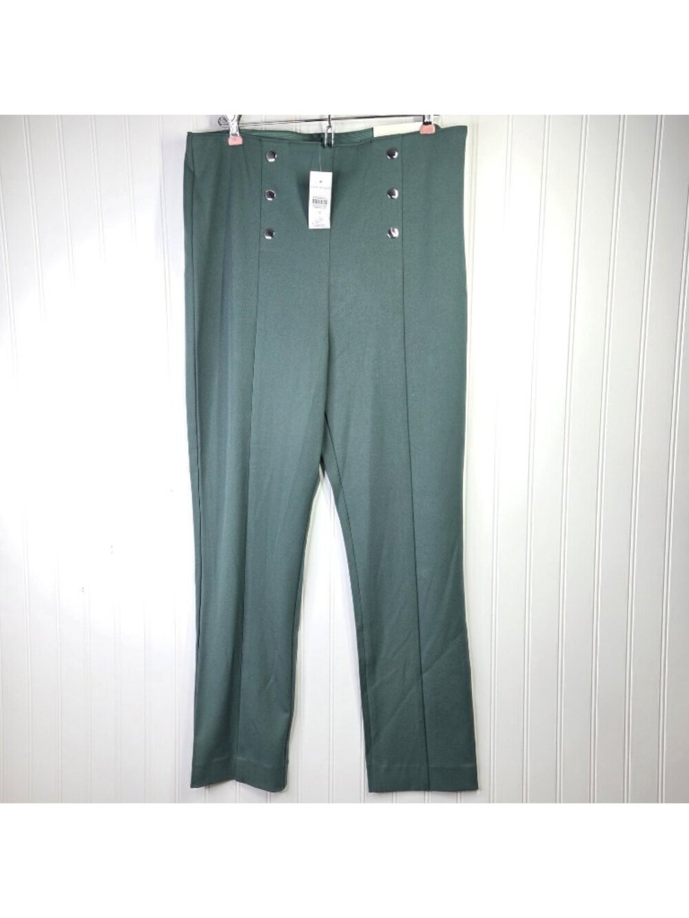 Ann Taylor Pants Women 12 Green High Rise Stretch Skinny Ankle Work Career
